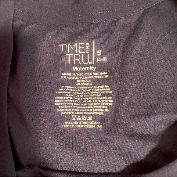 Time and Tru “Mama Vibes” Maternity Shirt Navy Cinched Sides Size Various - Picture 6 of 7